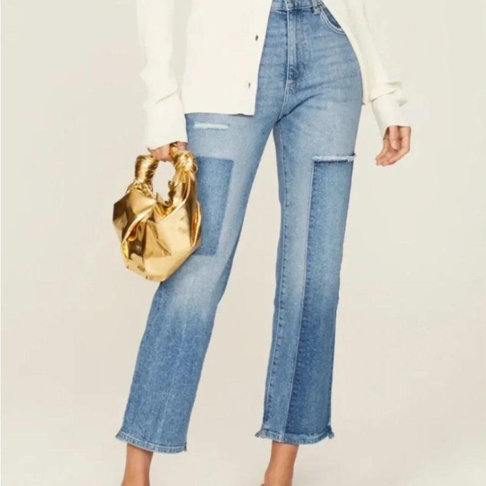 DL1961 Jeans Blue Patti Straight Patchwork High Rise Vintage Ankle - Picture 1 of 6